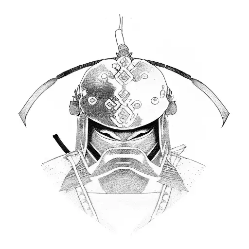 A Samurai Warrior Surrounded By Pixelated Video Game Characters