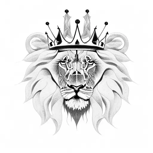 Black Man And Lion With Crown Mixed Together