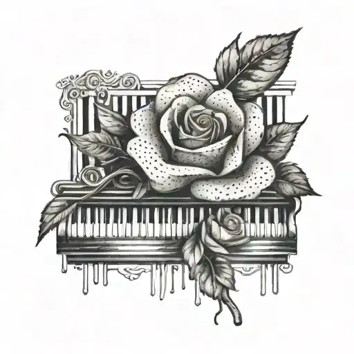 A Piano Key Morphing Into A Rose Stem