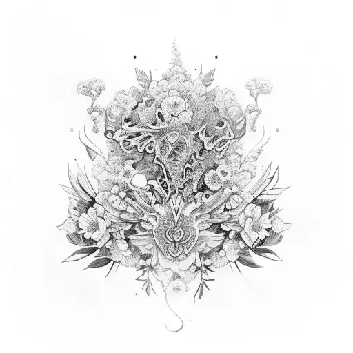 A Guitar With Intricate Floral Patterns As The Body