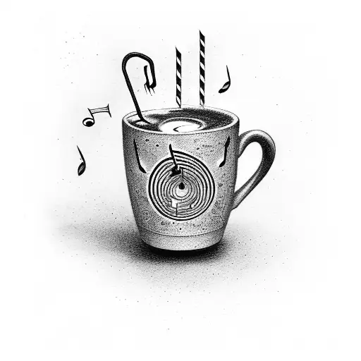 A Coffee Cup With Musical Notes Pouring Out As Steam