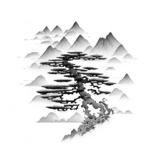 Bonsai Tree Growing Out Of Cliff