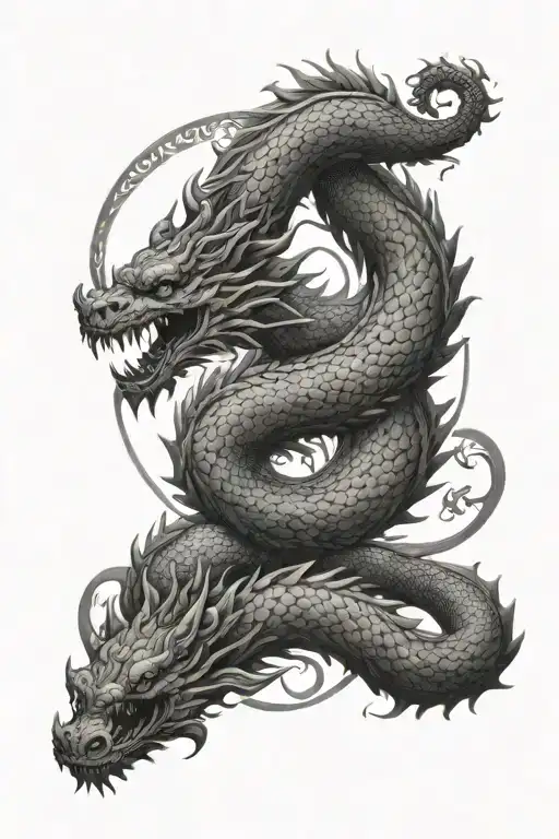 Slavic Mythology With Dragon In Yingyang Symbol