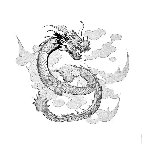 Dragon With Koi