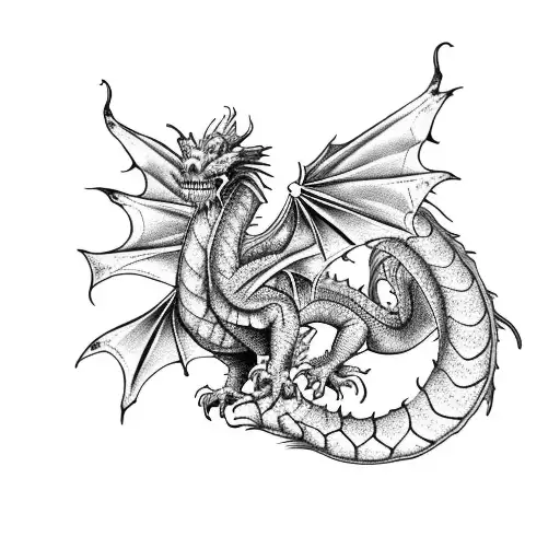 Dragon With Poppy Flowers