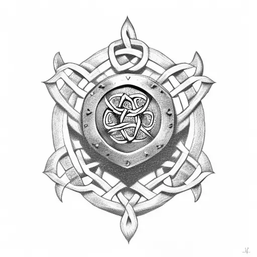 A Celtic Shield Featuring A Prominent Capital Letter S