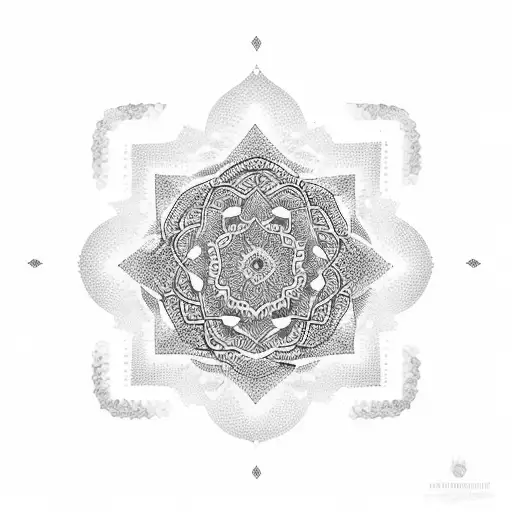 Dotwork Mandala Incorporating Arabic Script Spelling Out The Name Of Your Brother