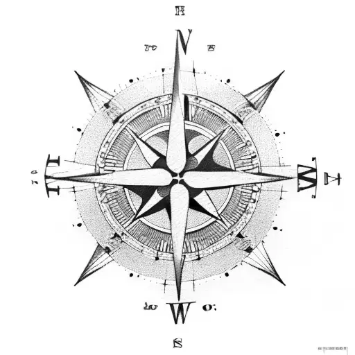 Nautic Compass With Clock
