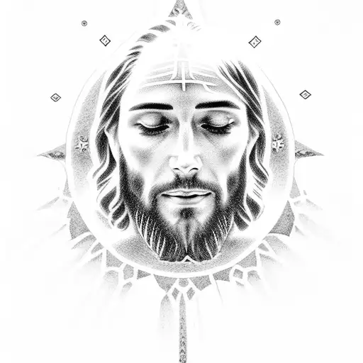 Jesus Overlooking 10 Brothers With Shining Light