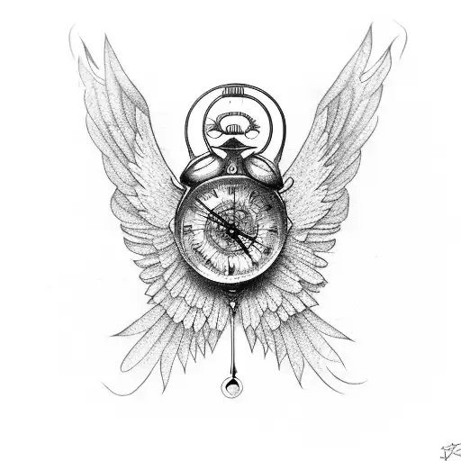 Long Wings With A Clock And Compass In The Middle