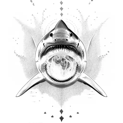 Great White Shark Seen From Above With Maori Touches
