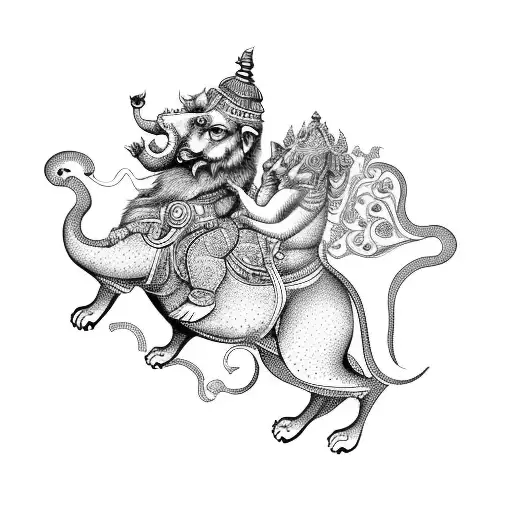 Ganesh Riding Lion