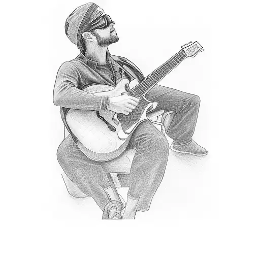 A Poolside Scene With A Musician Playing Guitar While Family Members Relax And Enjoy The Sun