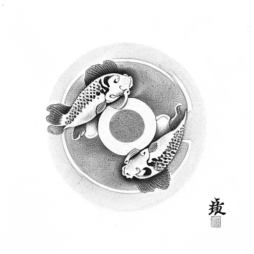 Family Koi Son Daughter Balance Yin Yang