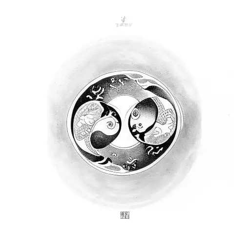 Family Koi Son Daughter Balance Yin Yang Time Be Present