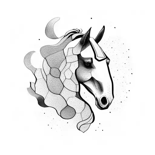 Half Geometric Horse With Nature