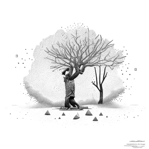 Guy Pulling Out A Tree From The Ground