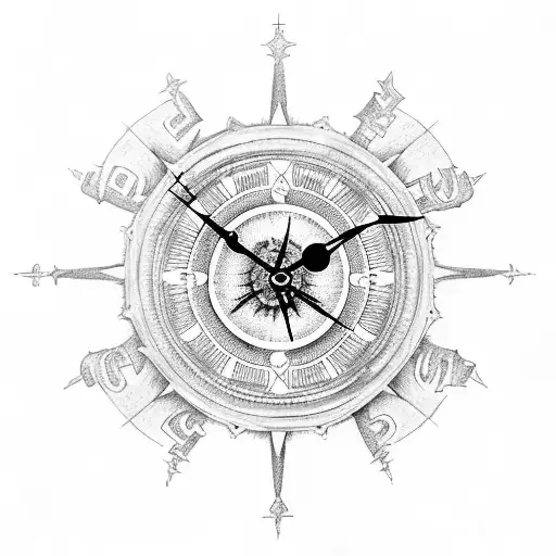 Clock Skulll Angel Castle Compass