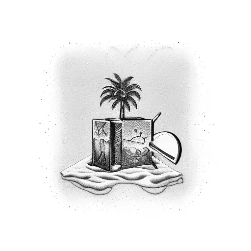 Palm Tree And A Margarita Glass Dice