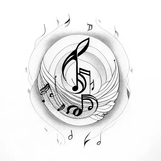 Bird Outline With Music Notes Inside