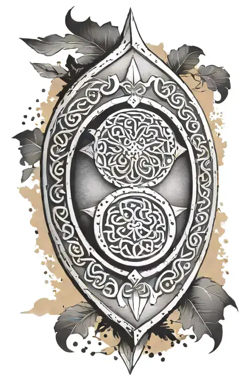 Celtic Warrior Shield With A Caribbean Sunset Background