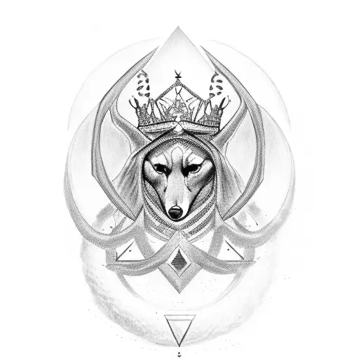 A Powerful Queen With A Majestic Alpha Symbol In Dotwork