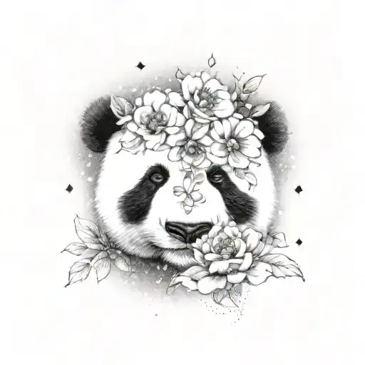 Flower With Panda And Galaxy