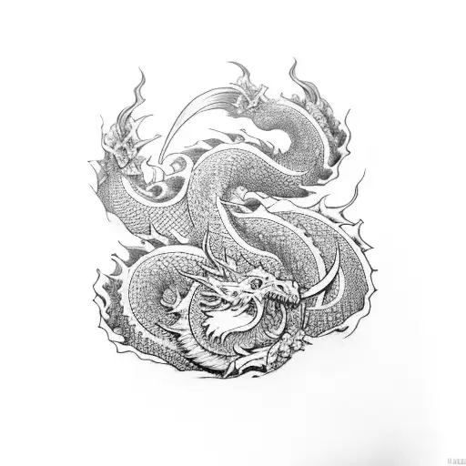 Surf Wave Hokusai Katana Dragon