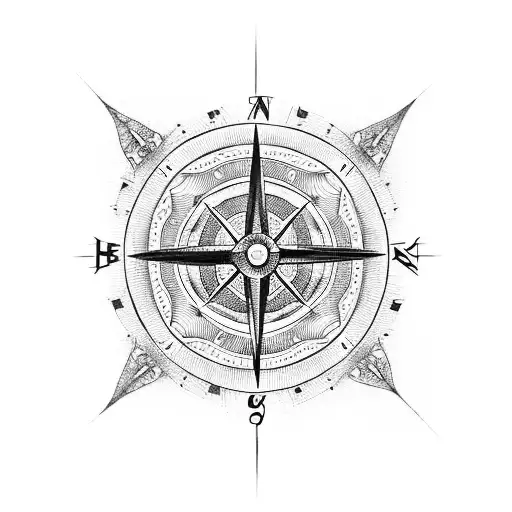 Intricate Dotwork Design Of A Compass Guiding The Way