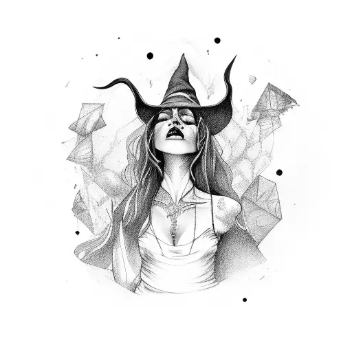 A Witch Casting A Spell With A Paint Palette And Film Reels Floating Around Her