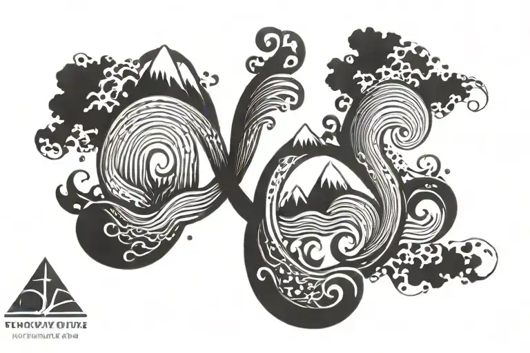 Waves Mountains Gye Nyame Symbol