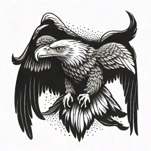 Symmetrical Design Of Realistic Eagle Flying With Wings Spread