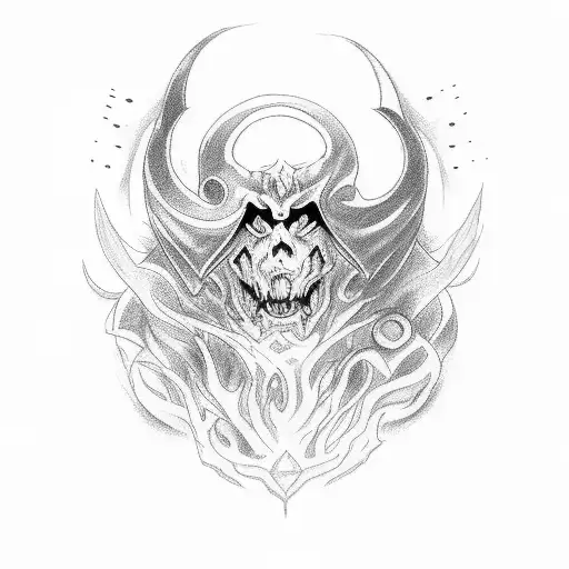 Design A Tattoo Featuring A Powerful Demon Holding A Weapon Of Your Choice