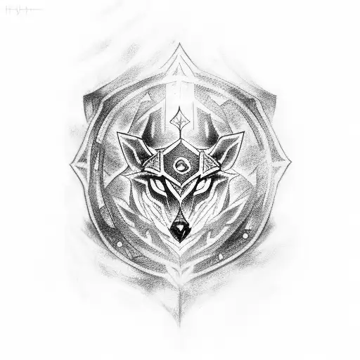 Arm Sleeve Tattoo Of Hylian Shield Fading Into Wolf Link Fading Into A Hylian Crest