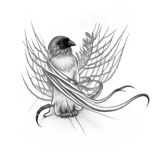 Crow Eating A Centipede