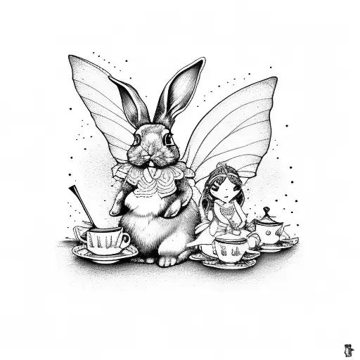 Bunny And Fairy At Tea Party