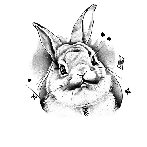 A Rabbit Playing Cards With A Bad Face And A Topper And A Monocle