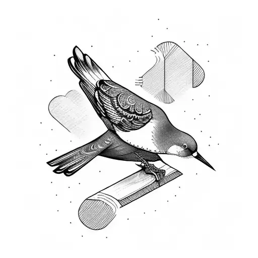 A Bird Sitting On A Wood Saw