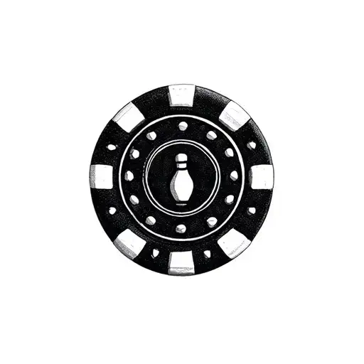 Poker Chip With Bowling Pins In The Background