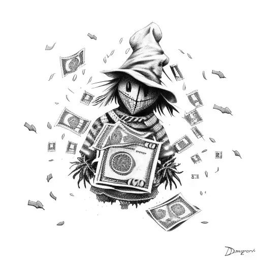 Scarecrow Holding A Bag Of Money