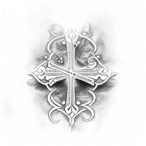 Christian Scene Including A Cross