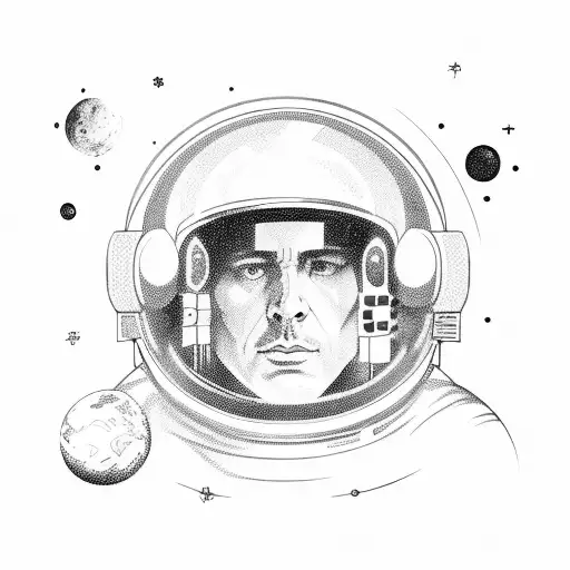 Stoic Astronaut In Space Workstation Overlooking Earth