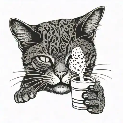 Cat Drinking Coffee