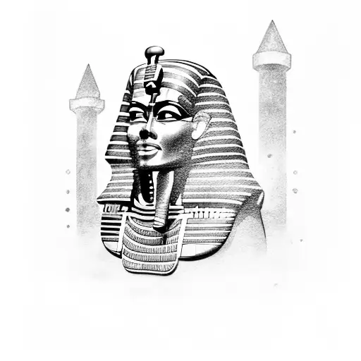 King Tut With Half A Skull Face