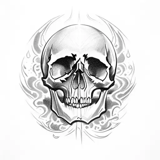 Skull With Flames And And Body
