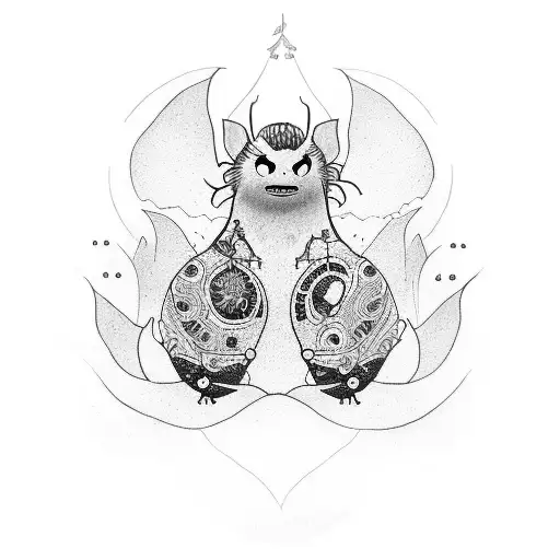 Design A Dotwork Tattoo With Elements Of Spirited Away And Indie Music