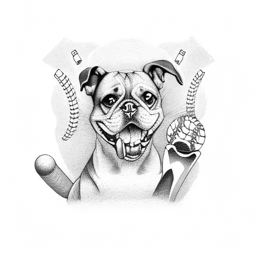 Dog Eating A Baseball Bat