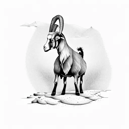 Nubian Goats Stand On A Desert Mountain