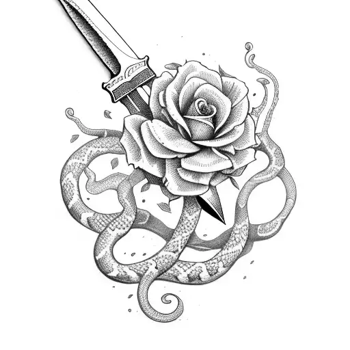 Sword With Flowers And A Snake