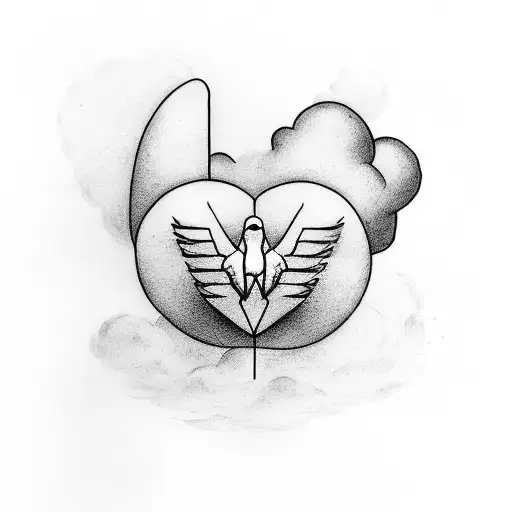 Cross Dove And Clouds With The Words Llk